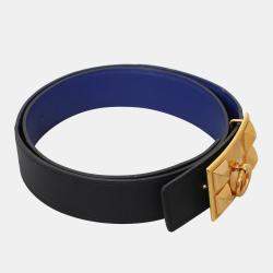 Pre Owned Hermes Reversible Leather Belt With Collier de Chien Buckle
