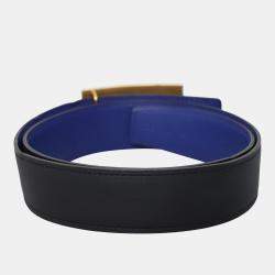 Pre Owned Hermes Reversible Leather Belt With Collier de Chien Buckle