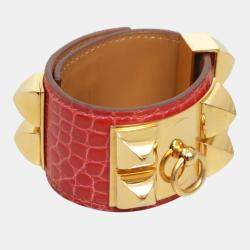 Pre Owned Hermes Shiny Alligator Collier de Chien Bracelet
