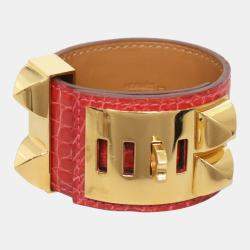 Pre Owned Hermes Shiny Alligator Collier de Chien Bracelet