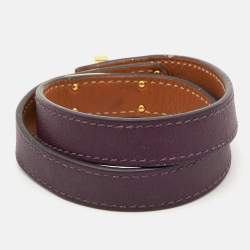 Pre Owned Hermès Kelly Leather Gold Plated Double Tour Bracelet M