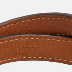 Pre Owned Hermès Kelly Leather Gold Plated Double Tour Bracelet M