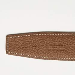 Pre Owned Hermès Gold/Black Togo and Box Leather Quizz Reversible Belt 90CM