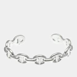 Pre Owned Hermes Chaine D'Ancre Bangle Silver 925 No Stone Bangle Silver