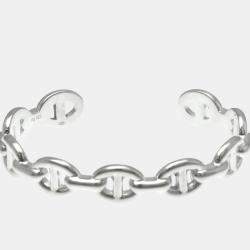 Pre Owned Hermes Chaine D'Ancre Bangle Silver 925 No Stone Bangle Silver