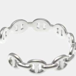 Pre Owned Hermes Chaine D'Ancre Bangle Silver 925 No Stone Bangle Silver