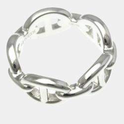 Pre Owned Hermes Chaine D'Ancre Silver Fashion No Stone Band Ring Silver EU 53