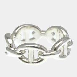 Pre Owned Hermes Chaine D'Ancre Silver Fashion No Stone Band Ring Silver EU 53