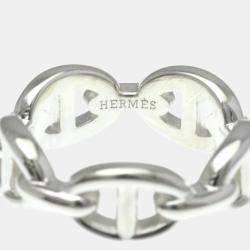 Pre Owned Hermes Chaine D'Ancre Silver Fashion No Stone Band Ring Silver EU 53