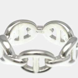 Pre Owned Hermes Chaine D'Ancre Silver Fashion No Stone Band Ring Silver EU 53