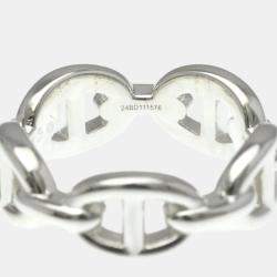 Pre Owned Hermes Chaine D'Ancre Silver Fashion No Stone Band Ring Silver EU 53