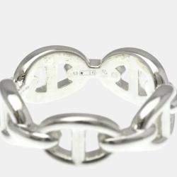 Pre Owned Hermes Chaine D'Ancre Silver Fashion No Stone Band Ring Silver EU 53