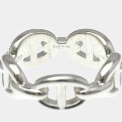 Pre Owned Hermes Chaine D'Ancre Silver Fashion No Stone Band Ring Silver EU 53