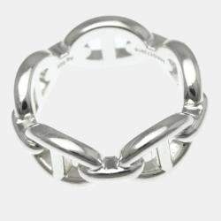 Pre Owned Hermes Chaine D'Ancre Silver Fashion No Stone Band Ring Silver EU 52