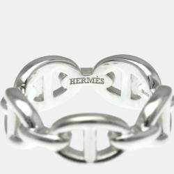 Pre Owned Hermes Chaine D'Ancre Silver Fashion No Stone Band Ring Silver EU 52