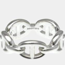 Pre Owned Hermes Chaine D'Ancre Silver Fashion No Stone Band Ring Silver EU 52