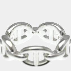 Pre Owned Hermes Chaine D'Ancre Silver Fashion No Stone Band Ring Silver EU 52