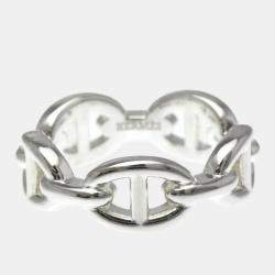 Pre Owned Hermes Chaine D'Ancre Silver Fashion No Stone Band Ring Silver