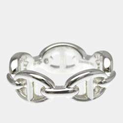 Pre Owned Hermes Chaine D'Ancre Silver Fashion No Stone Band Ring Silver