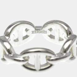 Pre Owned Hermes Chaine D'Ancre Silver Fashion No Stone Band Ring Silver