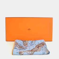 Pre Owned Hermes Guepards Bandana Double Face Silk Scarf Size 90