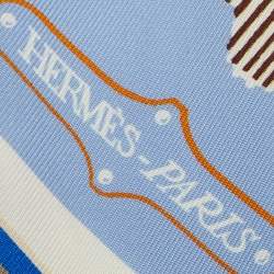 Pre Owned Hermès Blue Silk Cavalcadour Morning Twilly