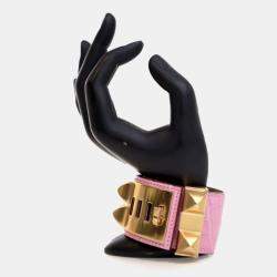 مملوكة مسبقًا Hermes Bubblegum Pink Alligator Collier De Chien Bracelet