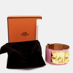مملوكة مسبقًا Hermes Bubblegum Pink Alligator Collier De Chien Bracelet