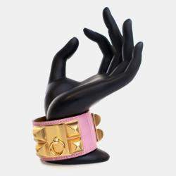 مملوكة مسبقًا Hermes Bubblegum Pink Alligator Collier De Chien Bracelet
