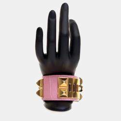 مملوكة مسبقًا Hermes Bubblegum Pink Alligator Collier De Chien Bracelet