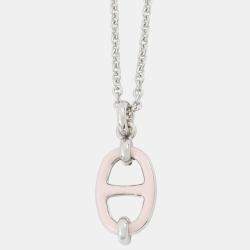 Pre Owned Hermes Mini Mayon Necklace Size Pm Poodle Lacquer Metal