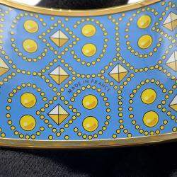 Pre Owned Hermes Email Bangle Size Tgm Yellow/Light Blue/Gold Metal Cloisonne