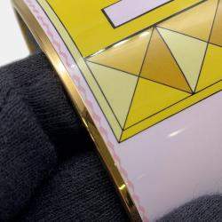 Pre Owned Hermes Email Bangle Size Tgm Yellow/Light Blue/Gold Metal Cloisonne