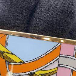 Pre Owned Hermes Email Bangle Size Gm Pink/Orange/Gold Metal Cloisonne