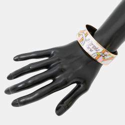 Pre Owned Hermes Email Bangle Size Gm Pink/Orange/Gold Metal Cloisonne