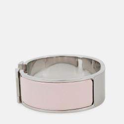 Pre Owned Hermes Clic Clac H Size Pm Rose Candor/Silver Metal Enamel