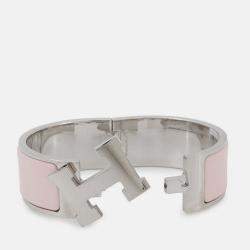 Pre Owned Hermes Clic Clac H Size Pm Rose Candor/Silver Metal Enamel