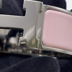 Pre Owned Hermes Clic Clac H Size Pm Rose Candor/Silver Metal Enamel