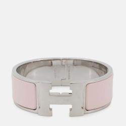 Pre Owned Hermes Clic Clac H Size Pm Rose Candor/Silver Metal Enamel
