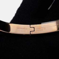 Pre Owned Hermes Mini Clic Chaine D'Ancre Bracelet Size Pm Orange/Gold Metal Enamel