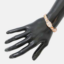 Pre Owned Hermes Mini Clic Chaine D'Ancre Bracelet Size Pm Orange/Gold Metal Enamel