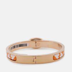 Pre Owned Hermes Mini Clic Chaine D'Ancre Bracelet Size Pm Orange/Gold Metal Enamel