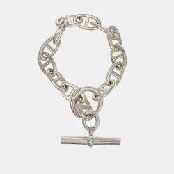 Pre Owned Hermes Chaine d'Ancre Silver TGM Ag925 Bracelet 
