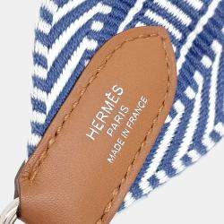 Pre Owned Hermes Fabric Blue White Strap