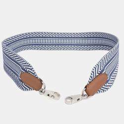 Pre Owned Hermes Fabric Blue White Strap