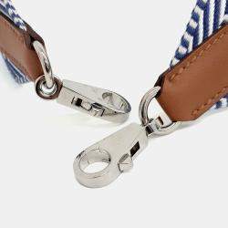 Pre Owned Hermes Fabric Blue White Strap