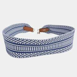 Pre Owned Hermes Fabric Blue White Strap