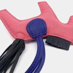 Pre Owned Hermes Pink Leather Rodeo Bag Charm Small
