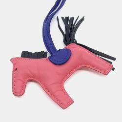 Pre Owned Hermes Pink Leather Rodeo Bag Charm Small