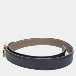 Pre Owned Hermes Black Leather Reversible Belt